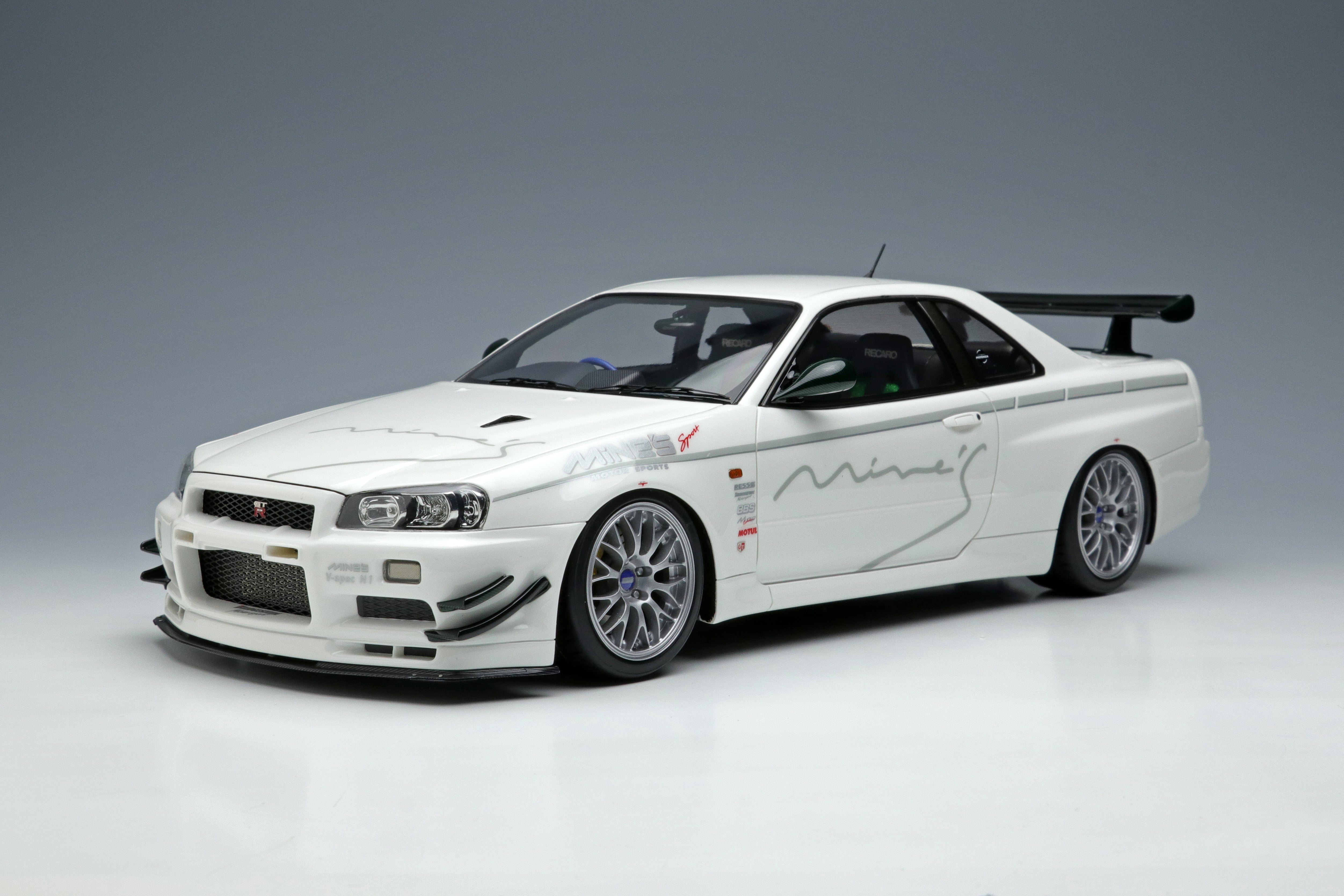 1/18 GT-R R34 マインズ Mine’s スカイライン skyline 1/18 MINE'S R34 Demo Car BBS Edition – builtbylegends